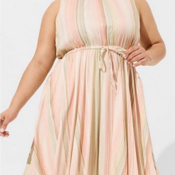 🆕 Striped Mini Stretch Challis Hi-Low Dress 1 1X 14 16 NWT Torrid New! - Picture 2 of 6